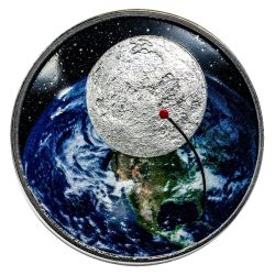 2019 1 oz Silver Moon Landing Proof Coin (Curved) 