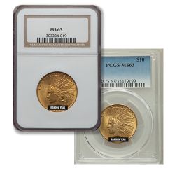 $10 MS-63 Indian Eagle Gold Coin (NGC or PCGS) - Random Year
