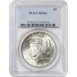 Pre-1935 PCGS MS-63 Peace Silver Dollar - Random Year