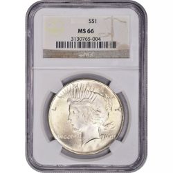 Pre-1935 NGC MS-66 Peace Silver Dollar - Random Year