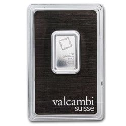 Valcambi Platinum Bar In Assay Card 10 Gram
