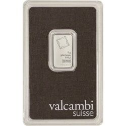 Valcambi Platinum Bar In Assay Card 5 Gram