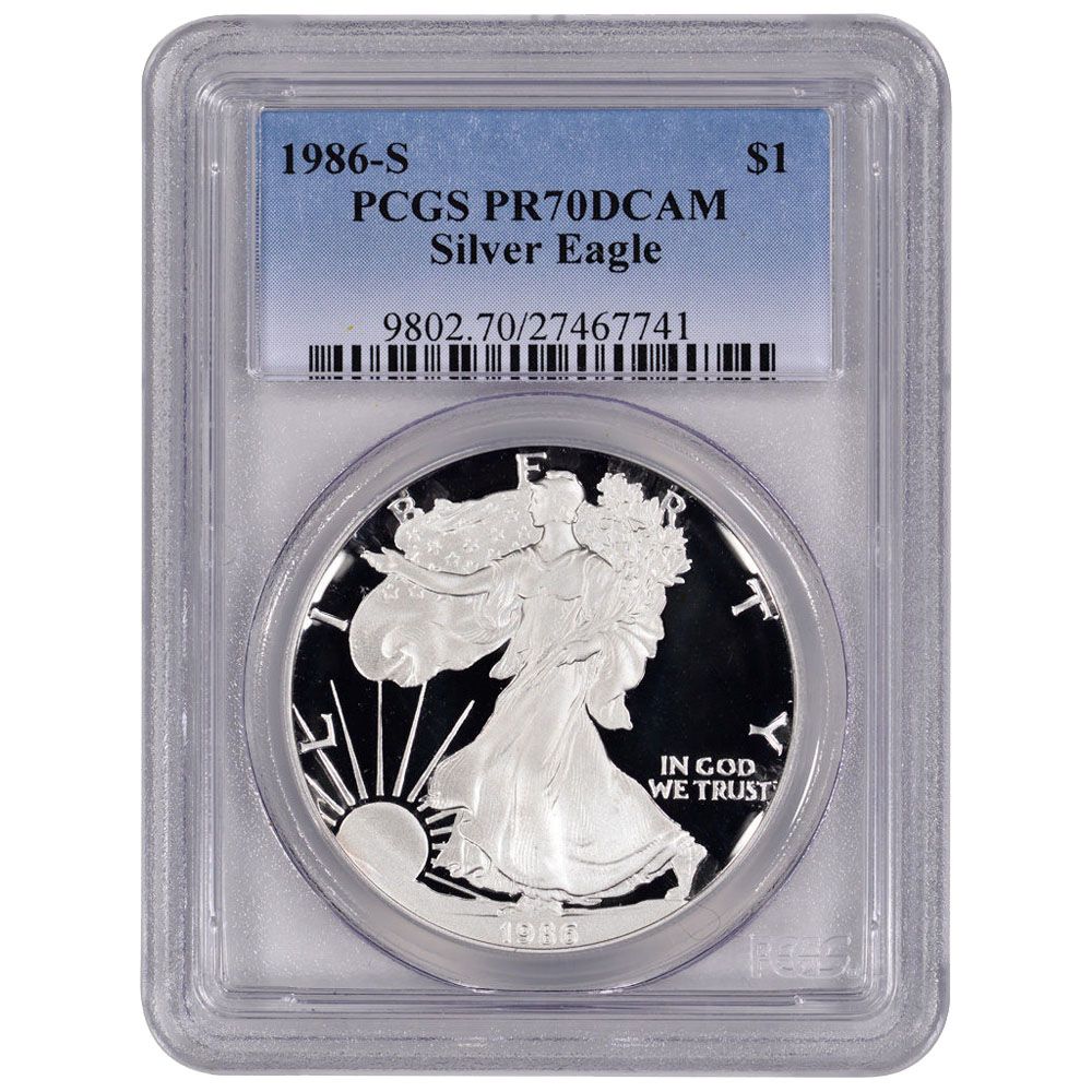 1986\u002DS\u0020PCGS\u0020PR\u002D70\u0020American\u0020Silver\u0020Eagle\u0020Proof\u0020Coin