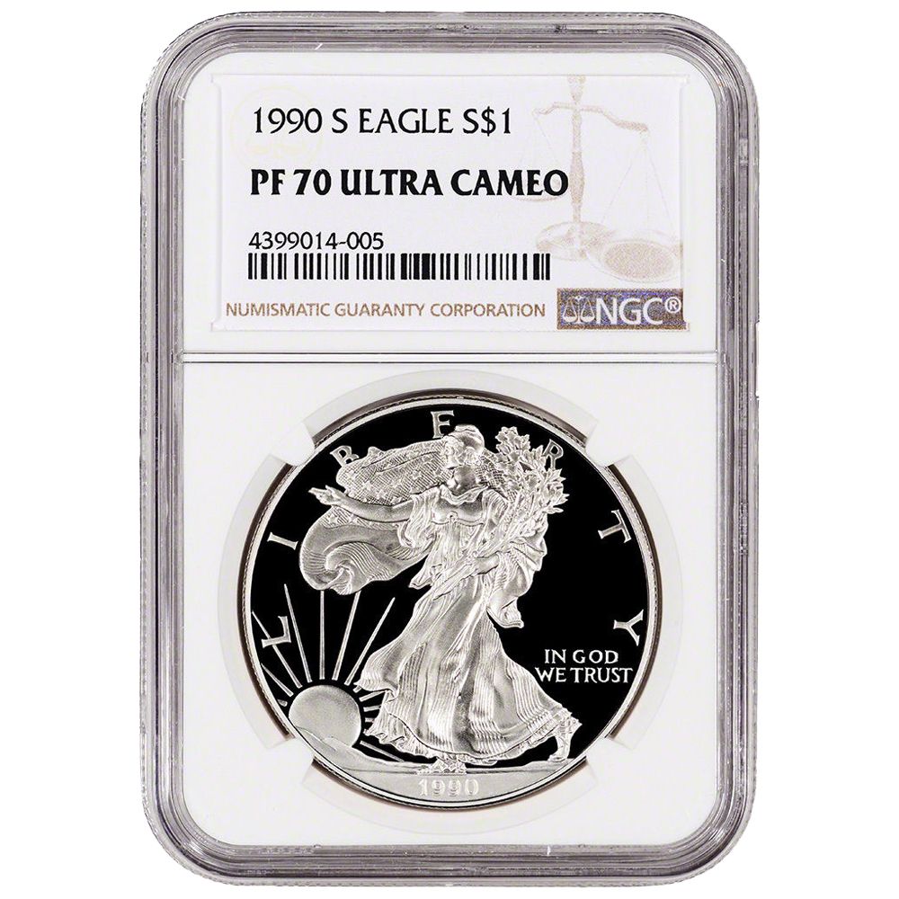 1990\u002DS\u0020NGC\u0020PF\u002D70\u0020Proof\u0020American\u0020Silver\u0020Eagle\u0020Coin