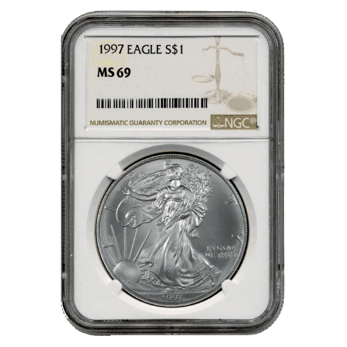 1997\u0020NGC\u0020MS\u002D69\u0020American\u0020Silver\u0020Eagle\u0020Coin\u0020\u0028Brown\u0020Label\u0029