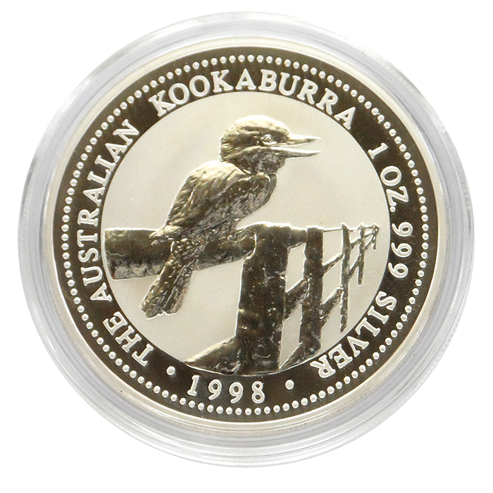 1998\u00201\u0020oz\u0020Australian\u0020Kookaburra\u0020Silver\u0020Coin