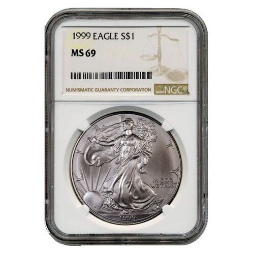 1999\u0020NGC\u0020MS\u002D69\u0020American\u0020Silver\u0020Eagle\u0020Coin\u0020\u0028Brown\u0020Label\u0029