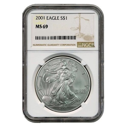 2001\u0020NGC\u0020MS\u002D69\u0020American\u0020Silver\u0020Eagle\u0020Coin\u0020\u0028Brown\u0020Label\u0029