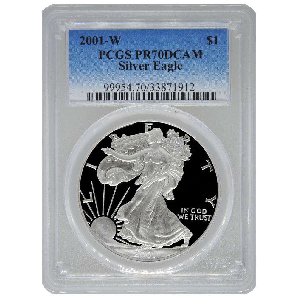 2001\u002DW\u0020PCGS\u0020PR\u002D70\u0020American\u0020Silver\u0020Eagle\u0020Proof\u0020Coin
