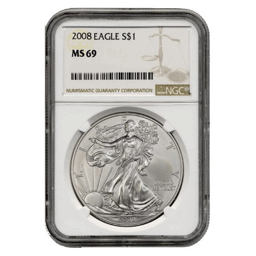 2008\u0020NGC\u0020MS\u002D69\u0020American\u0020Silver\u0020Eagle\u0020Coin\u0020\u0028Brown\u0020Label\u0029