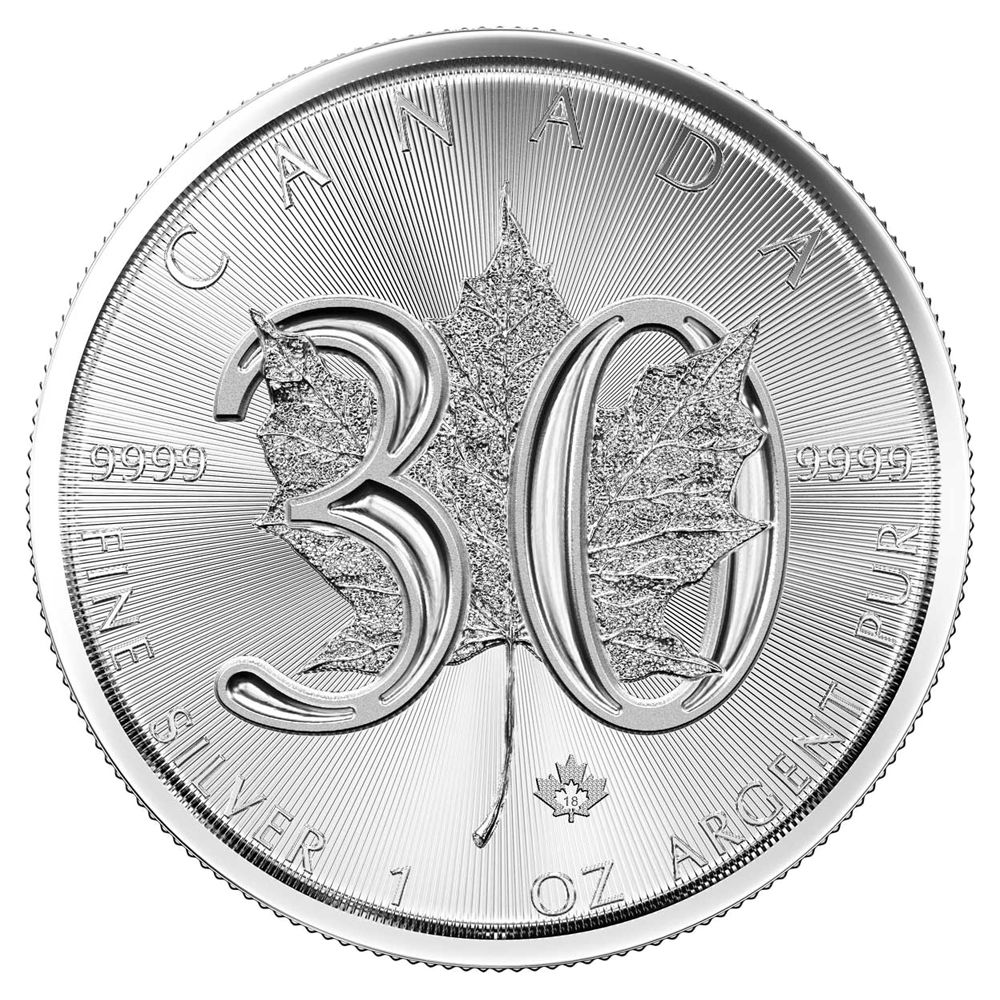 2018\u0020Canadian\u0020Silver\u0020Maple\u0020Leaf\u0020Coin\u0020BU\u0020\u002D\u002030th\u0020Anniversary