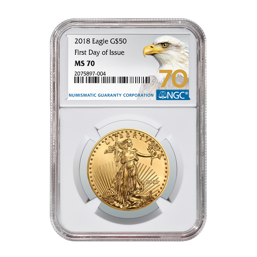 2018\u00201\u0020oz\u0020NGC\u0020MS\u002D70\u0020First\u0020Day\u0020of\u0020Issue\u0020Gold\u0020American\u0020Eagle\u0020\u002870\u0020Label\u0029