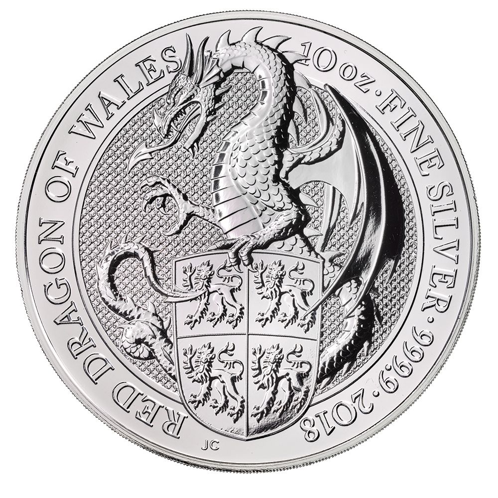 2018\u002010\u0020oz\u0020Queen\u0027s\u0020Beasts\u0020Red\u0020Dragon\u0020of\u0020Wales\u0020Silver\u0020Coin