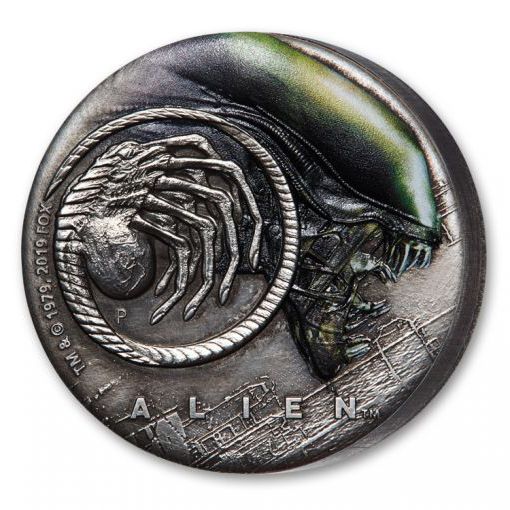 2019\u0020Tuvalu\u00202\u0020oz\u0020Alien\u2122\u002040th\u0020Anniversary\u0020Antiqued\u0020Silver\u0020Coin