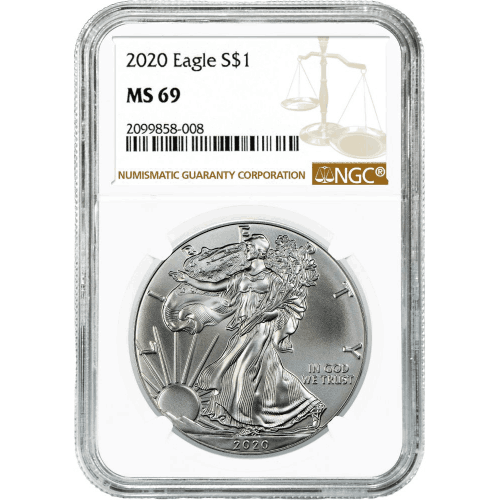 2020\u0020NGC\u0020MS\u002D69\u0020American\u0020Silver\u0020Eagle\u0020Coin\u0020\u0028Brown\u0020Label\u0029