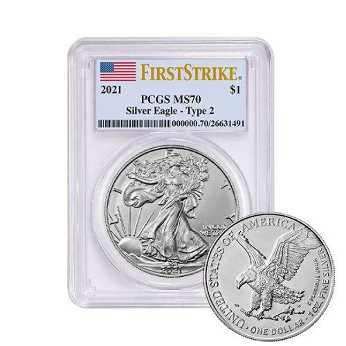 2021\u0020PCGS\u0020MS\u002D70\u0020First\u0020Strike\u0020Type\u00202\u0020American\u0020Silver\u0020Eagle