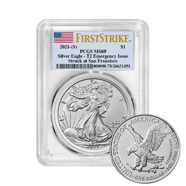 2021\u002DS\u0020PCGS\u0020MS\u002D69\u0020First\u0020Strike\u0020Type\u00202\u0020American\u0020Silver\u0020Eagle