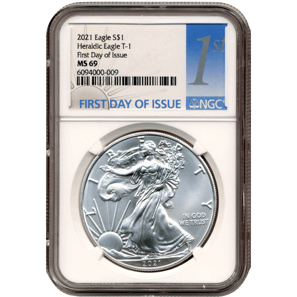 2021\u0020NGC\u0020MS\u002D69\u0020First\u0020Day\u0020Of\u0020Issue\u0020American\u0020Silver\u0020Eagle