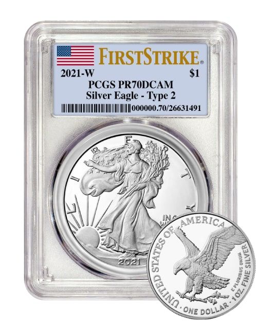 2021\u0020PCGS\u0020PR\u002D70\u0020First\u0020Strike\u0020Type\u00202\u0020American\u0020Silver\u0020Eagle\u0020Proof