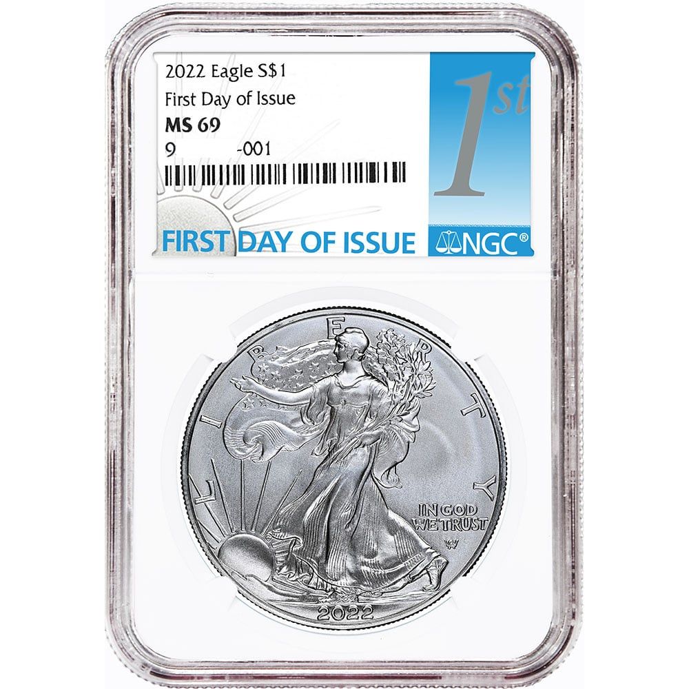 2022\u0020NGC\u0020MS\u002D69\u0020First\u0020Day\u0020Of\u0020Issue\u0020American\u0020Silver\u0020Eagle