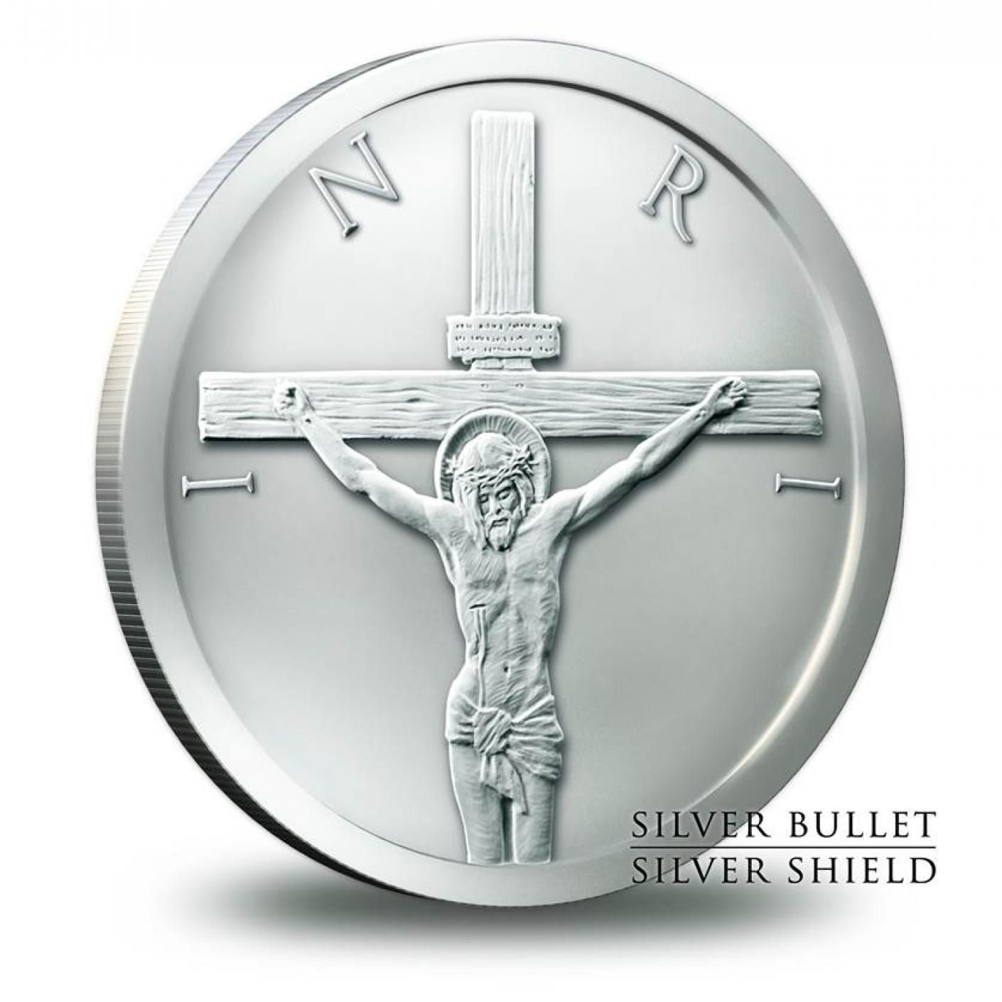 Silver\u0020Shield\u0020Crucifixion\u00201\u0020oz\u0020Silver\u0020BU