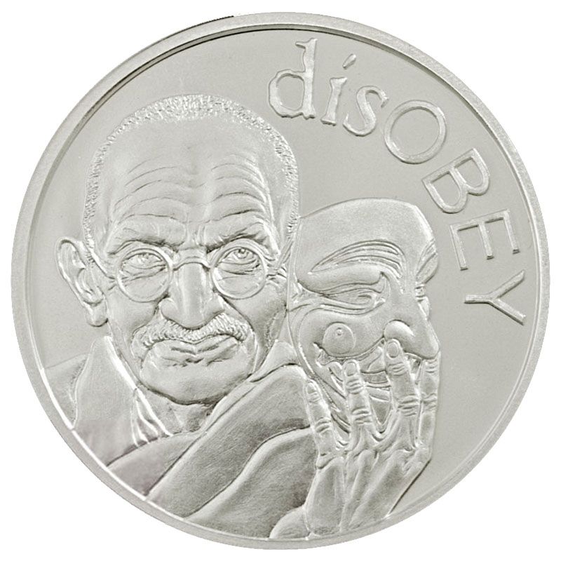 2017\u0020Silver\u0020Shield\u0020Gandhi\u0020MiniMintage\u00201\u0020oz\u0020Silver\u0020Round\u0020\u002D\u0020disOBEY\u0020Series