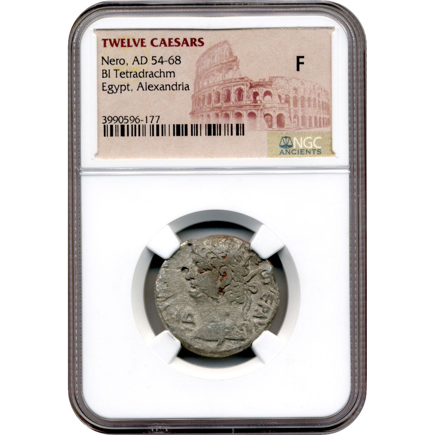 Twelve\u0020Caesars\u0020Nero\u0020BI\u0020Tetradrachm\u0020AD\u002054\u002D68\u0020\u002D\u0020NGC\u0020F