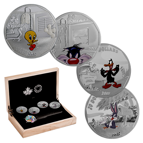 Looney\u0020Tunes\u00204\u002DCoin\u0020Silver\u0020Collection\u0020With\u0020Matching\u0020Wrist\u0020Watch\u0020\u002D\u0020Collector\u0027s\u0020Box