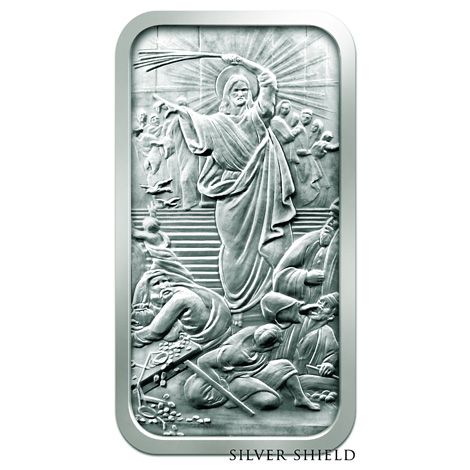 Silver\u0020Shield\u0020Jesus\u0020Clears\u0020the\u0020Temple\u002010\u0020oz\u0020Silver\u0020Bar