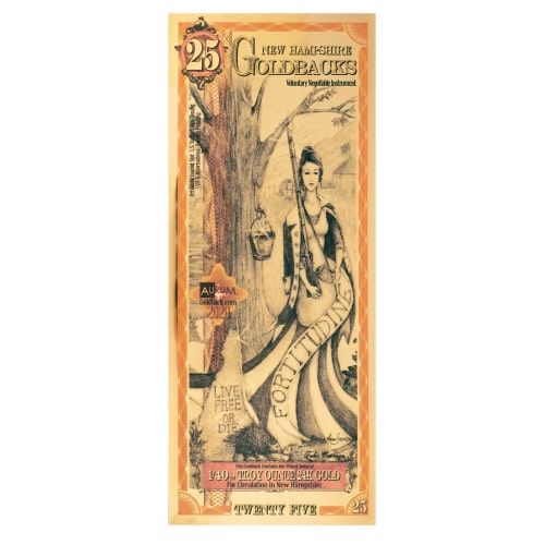 Gold\u0020Aurum\u0020New\u0020Hampshire\u002025\u0020Goldback\u0020Note\u0020\u002824K\u0029