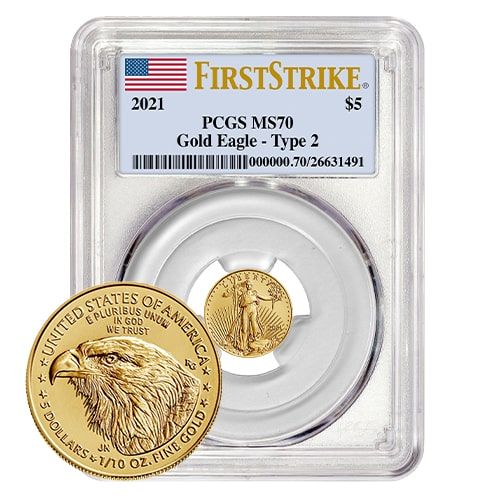 2021\u00201\u002F10\u0020oz\u0020PCGS\u0020MS\u002D70\u0020First\u0020Strike\u0020Type\u00202\u0020American\u0020Gold\u0020Eagle\u0020Coin